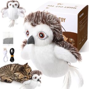 Flapping Bird Cat Toy with Chirping Sounds & Detachable Core - Indoor Interactive Flappy Wings, Catnip-Ready, 3 Speed Modes for Kitten and Pets(Magpie)