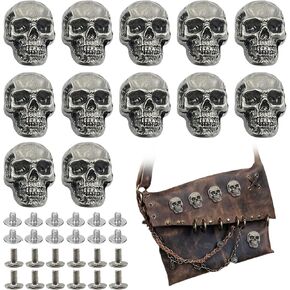 Skull Leather Decorative Buttons Punk Stud Screw Back Buckle Vintage Metal DIY Decor Suitable for Jeans Screw Backs