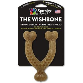 Spunky pup Wishbone Nylon Chew Toy, Chicken Flavored Nylon Dog Chew Toy, Promotes Dental Health - Wishbone, Small