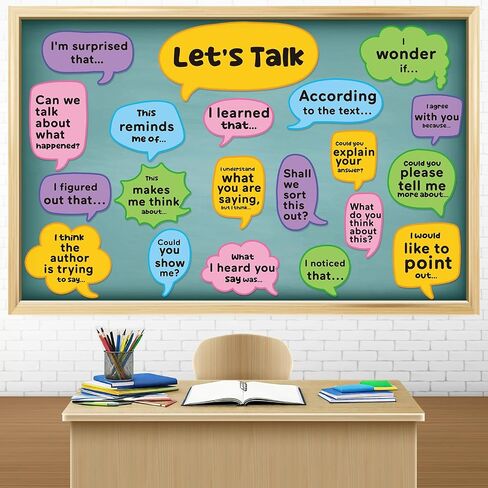 TaoBary 20 Pcs Conversation Starters Bulletin Board Let's Talk Paper Cutouts for Group Discussions Social Emotional Learning Home School Classroom Wall Chalkboard Decor Supplies in Saudi Arabia