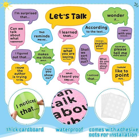 TaoBary 20 Pcs Conversation Starters Bulletin Board Let's Talk Paper Cutouts for Group Discussions Social Emotional Learning Home School Classroom Wall Chalkboard Decor Supplies in Saudi Arabia