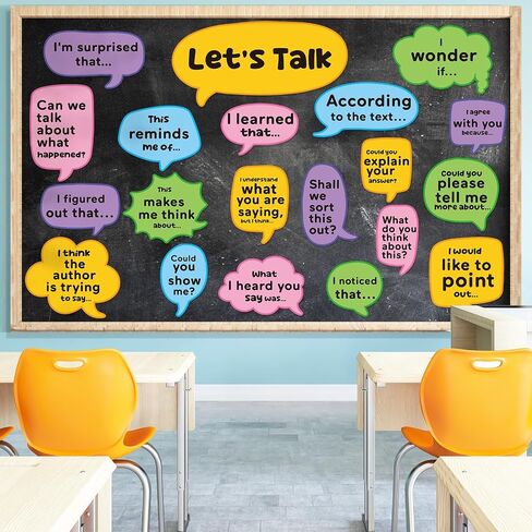 TaoBary 20 Pcs Conversation Starters Bulletin Board Let's Talk Paper Cutouts for Group Discussions Social Emotional Learning Home School Classroom Wall Chalkboard Decor Supplies in Saudi Arabia