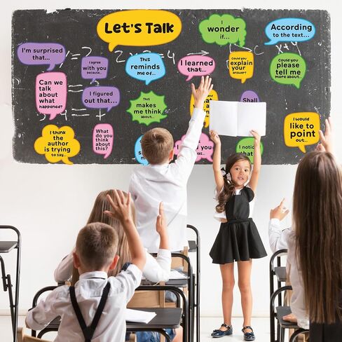 TaoBary 20 Pcs Conversation Starters Bulletin Board Let's Talk Paper Cutouts for Group Discussions Social Emotional Learning Home School Classroom Wall Chalkboard Decor Supplies in Saudi Arabia