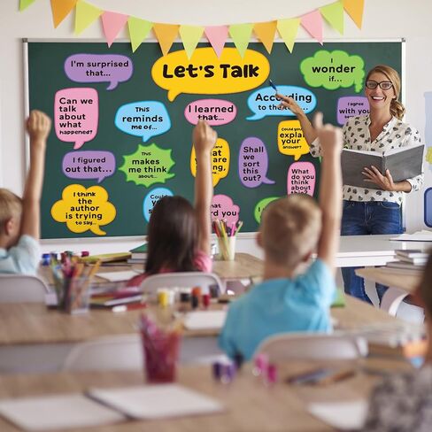 TaoBary 20 Pcs Conversation Starters Bulletin Board Let's Talk Paper Cutouts for Group Discussions Social Emotional Learning Home School Classroom Wall Chalkboard Decor Supplies in Saudi Arabia