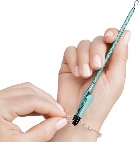 Bracelet Helper Tool with Hook - Fastener Helper Tool for Bracelet, Necklace, Jewelry, Watch - Clip, Clasp Helper - Portable, Easy-to-Use, Made of Metal - Teal in Saudi Arabia