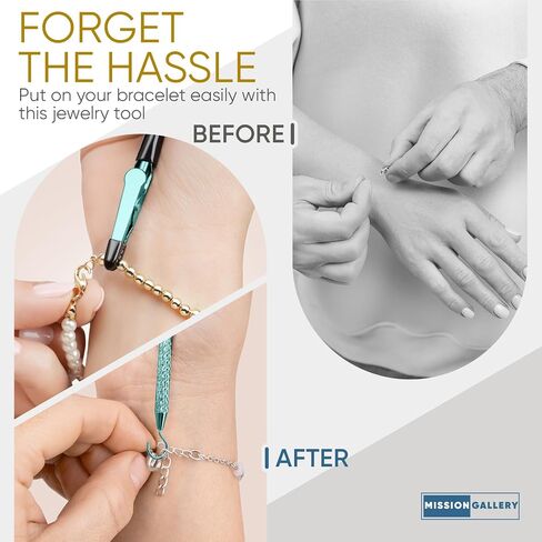 Bracelet Helper Tool with Hook - Fastener Helper Tool for Bracelet, Necklace, Jewelry, Watch - Clip, Clasp Helper - Portable, Easy-to-Use, Made of Metal - Teal in Saudi Arabia