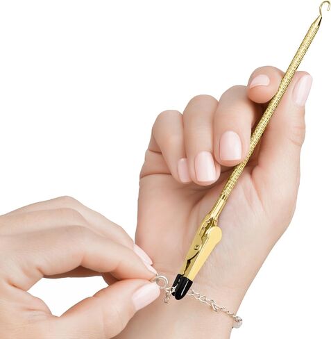 Bracelet Helper Tool with Hook - Fastener Helper Tool for Bracelet, Necklace, Jewelry, Watch - Clip, Clasp Helper - Portable, Easy-to-Use, Made of Metal - Teal in Kuwait