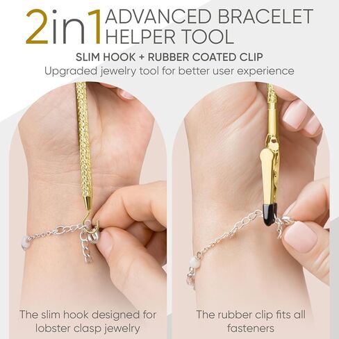 Bracelet Helper Tool with Hook - Fastener Helper Tool for Bracelet, Necklace, Jewelry, Watch - Clip, Clasp Helper - Portable, Easy-to-Use, Made of Metal - Teal in Kuwait