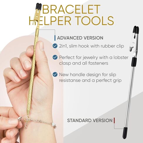 Bracelet Helper Tool with Hook - Fastener Helper Tool for Bracelet, Necklace, Jewelry, Watch - Clip, Clasp Helper - Portable, Easy-to-Use, Made of Metal - Teal in Kuwait
