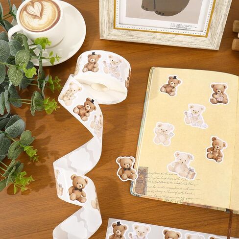 1000pcs دب ملصق الكرتون بني لاصق ملصق ملصق ملصق ملصق لعيد الميلاد لحفل استحمام الطفل اللوازم ، 8 تصميمات in Saudi Arabia