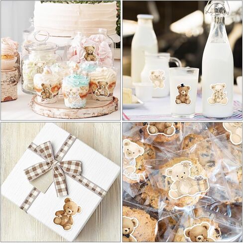 1000pcs دب ملصق الكرتون بني لاصق ملصق ملصق ملصق ملصق لعيد الميلاد لحفل استحمام الطفل اللوازم ، 8 تصميمات in Saudi Arabia