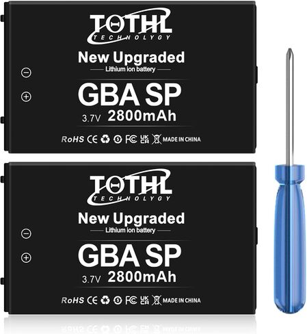 TQTHL 2-Packs GBA SP Battery, Upgraded (2800mAh) Ultra High Capacity Rechargeable Lithium-ion Battery Replacement for GBA SP, AGS-001, SAM-003 with Tool Pack Kit (2) in Saudi Arabia