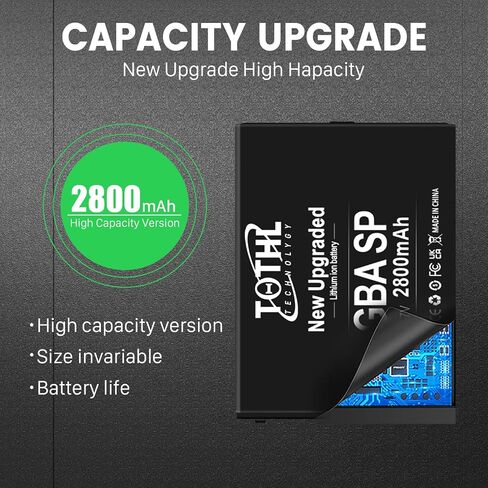 TQTHL 2-Packs GBA SP Battery, Upgraded (2800mAh) Ultra High Capacity Rechargeable Lithium-ion Battery Replacement for GBA SP, AGS-001, SAM-003 with Tool Pack Kit (2) in Saudi Arabia