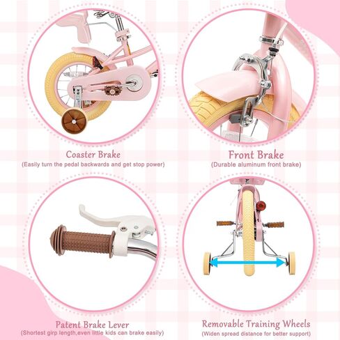 Glaf Toddler Bike 3-5 12 14 16 20 Inch Girls Bike Training Wheels and Baby Doll Seat for 2-12 Years Old Kids Bike Bicycle with Basket Adjustable Seat in Kuwait