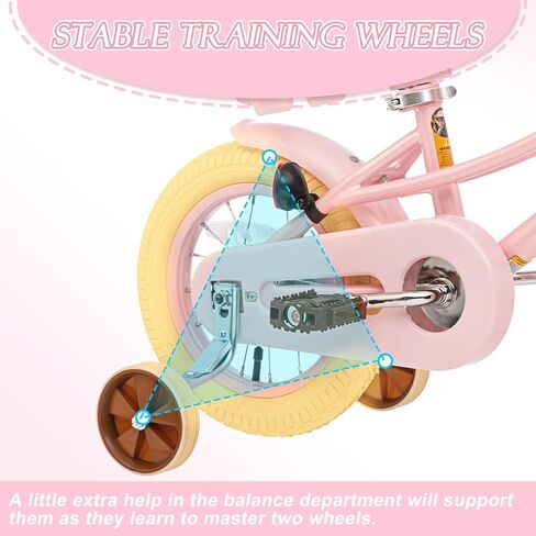 Glaf Toddler Bike 3-5 12 14 16 20 Inch Girls Bike Training Wheels and Baby Doll Seat for 2-12 Years Old Kids Bike Bicycle with Basket Adjustable Seat in Kuwait