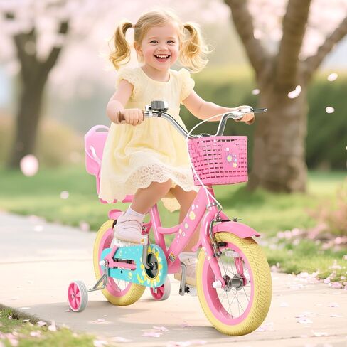 Glaf Toddler Bike 3-5 12 14 16 20 بوصة عجلات تدريب على الدراجات ومقعد دمية الطفل لمدة 2-12 سنة دراجة دراجة للأطفال مع سلة مقعد قابل للتعديل in Kuwait
