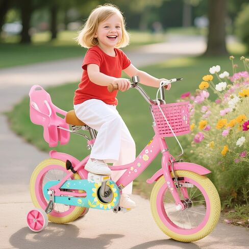 Glaf Toddler Bike 3-5 12 14 16 20 بوصة عجلات تدريب على الدراجات ومقعد دمية الطفل لمدة 2-12 سنة دراجة دراجة للأطفال مع سلة مقعد قابل للتعديل in Kuwait