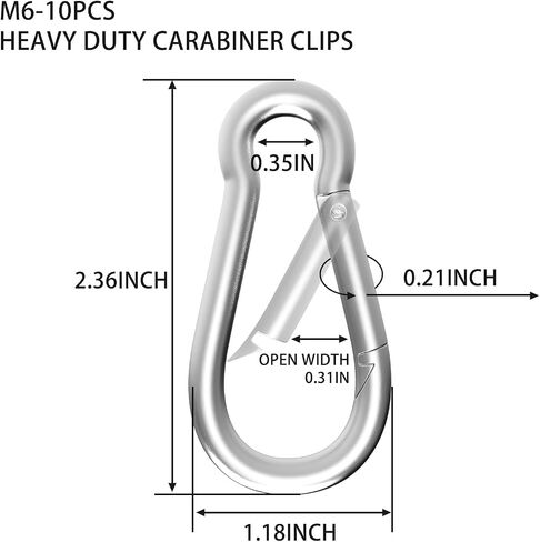 50Pack M5 Spring Snap Hook, 2 Inch Galvanized Steel Large Quick Link Carabiner Clips, 200LBS Holding Capacity Spring Clips Link Buckle for Hammock Swing Outdoor Travel in Saudi Arabia