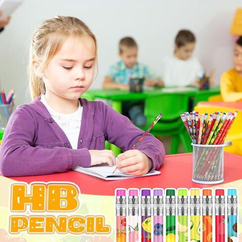Kosiz 400 Pcs Assortment Colorful Fun Pencils Pre Sharpened Wooden Pencil with Back to School 10 Fruit Styles Pen Novelty Kids School Supplies Student Reward Stationery Party Favors in Saudi Arabia