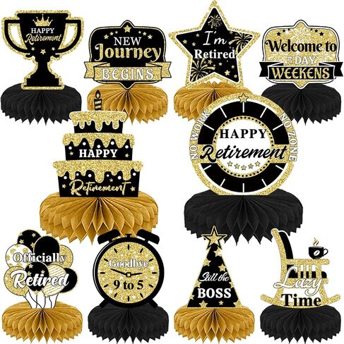10PCS Honeycomb Centerpieces Rose Gold Retirement Table Decorations for Happy Retirement Party Supplies in Saudi Arabia