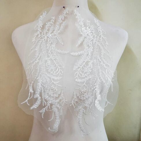 1 Pair Sequin Pure Handmade Nail Bead Lace Clothing Decoration Accessories Evening Dress/Dance Clothing Decoration/Headwear Accessories (White) in Saudi Arabia