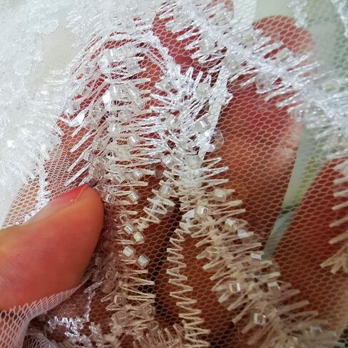 1 Pair Sequin Pure Handmade Nail Bead Lace Clothing Decoration Accessories Evening Dress/Dance Clothing Decoration/Headwear Accessories (White) in Saudi Arabia