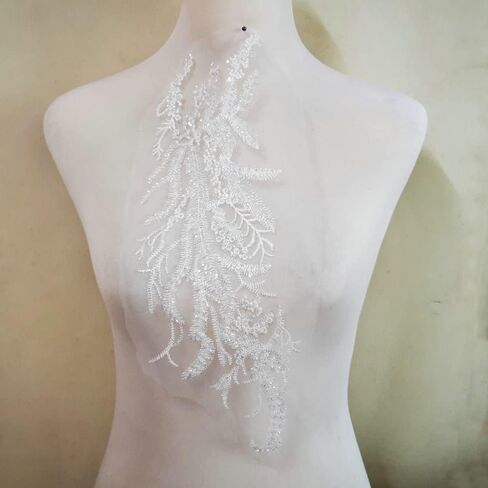 1 Pair Sequin Pure Handmade Nail Bead Lace Clothing Decoration Accessories Evening Dress/Dance Clothing Decoration/Headwear Accessories (White) in Saudi Arabia
