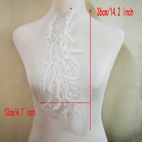 1 Pair Sequin Pure Handmade Nail Bead Lace Clothing Decoration Accessories Evening Dress/Dance Clothing Decoration/Headwear Accessories (White) in Saudi Arabia