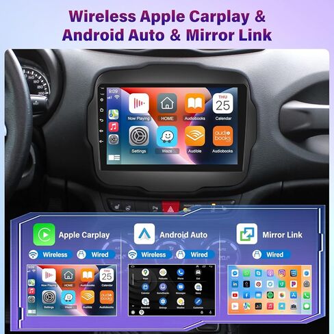 8-Core Android 13 Stereo for Jeep Renegade 2015 2016 2017 2018 2019 2020 with DSP+32EQ - 2+64G 9 inch IPS 1280 * 720 Touchscreen Upgrade Radio - Wireless Carplay/Android Auto/WiFi + AHD Backup Camera in Saudi Arabia