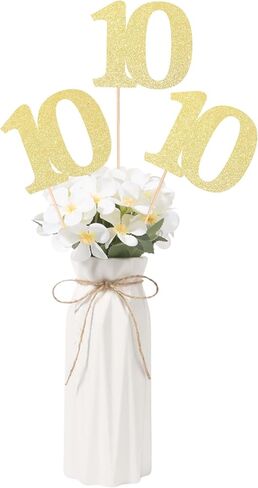 Gexolenu No 80 ، 10 Pack Gold Gold Gold 80th Birthday Centers for Tables ، رقم 80 طاولة عيد ميلاد Toppers Party Party Concss Supplies Supplies in Kuwait