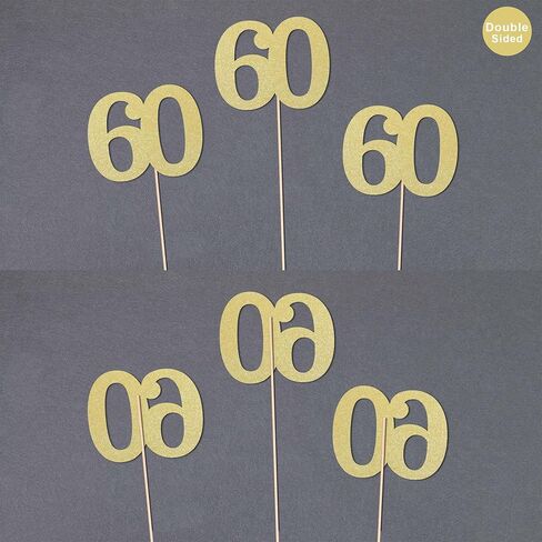 Gexolenu NO 80, 10 Pack Double-Sided Gold Glitter 80th Birthday Centerpieces for Tables, Number 80 Birthday Table Toppers Party Centerpiece Sticks Party Supplies in Kuwait