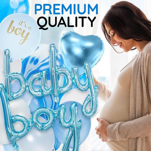 Baby Shower Decorations for Boy - All-in-One Inclusive Baby Boy Shower Blue Decorations JUMBO 165 Pcs Set - Welcome First Birthday Photo Shoot Décor Balloons Arch Boxes with Letters Kit in Saudi Arabia