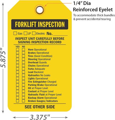 SmartSign 2 Swide Forklift Inspection Tag | 3.375 "× 5.875" البلاستيك ، حزمة من 100 ، مصنوعة في الولايات المتحدة الأمريكية in Kuwait