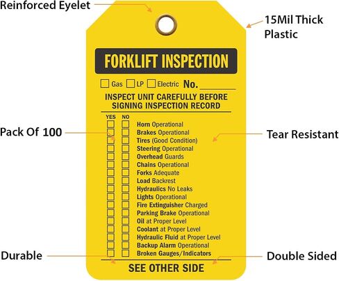 SmartSign 2 Swide Forklift Inspection Tag | 3.375 "× 5.875" البلاستيك ، حزمة من 100 ، مصنوعة في الولايات المتحدة الأمريكية in Kuwait