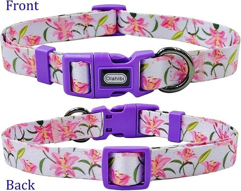 Dog Collar and Leash Set, Floral Pattern, Polyester Material, 5ft Leash, for Puppy Dogs.(XS, Strawberry) in Kuwait
