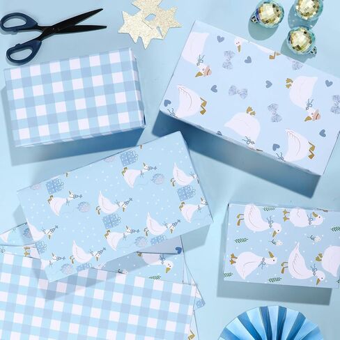 Pineraap 12 Sheets Goose Wrapping Paper, Farm Animal Gift Wrap Paper Cute Goose Gift Packing Paper Folded Flat for Birthday Party Baby Shower DIY Crafts, 19.7 x 27.6 Inch, Pink in Saudi Arabia