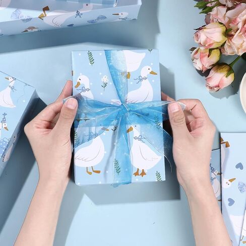 Pineraap 12 Sheets Goose Wrapping Paper, Farm Animal Gift Wrap Paper Cute Goose Gift Packing Paper Folded Flat for Birthday Party Baby Shower DIY Crafts, 19.7 x 27.6 Inch, Pink in Saudi Arabia