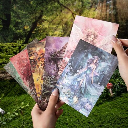 Alideco 180pcs Scrapbook Paper ، Fintage Botanical Flower Enchanted Forest Butterfly Moon Phase Scrapbooking Paper for Journaling Supplies ، Paper Craft Paper for Junk Journals (Jinglingzhisen) in Kuwait