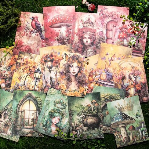 Alideco 180pcs Scrapbook Paper ، Fintage Botanical Flower Enchanted Forest Butterfly Moon Phase Scrapbooking Paper for Journaling Supplies ، Paper Craft Paper for Junk Journals (Jinglingzhisen) in Kuwait