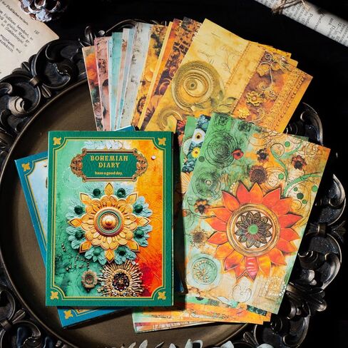Alideco 180pcs Scrapbook Paper ، Fintage Botanical Flower Enchanted Forest Butterfly Moon Phase Scrapbooking Paper for Journaling Supplies ، Paper Craft Paper for Junk Journals (Jinglingzhisen) in Saudi Arabia