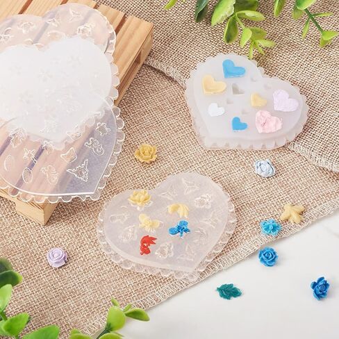 6PCS Nail Art Silicone Molds for Women Flower Animal Heart Decoration Resin Molds for Nail Arts Hair Clips Decor Jewelry Crafts Making in Saudi Arabia