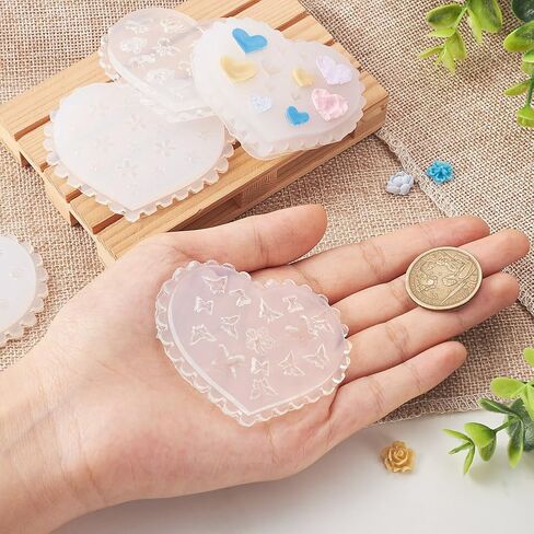 6PCS Nail Art Silicone Molds for Women Flower Animal Heart Decoration Resin Molds for Nail Arts Hair Clips Decor Jewelry Crafts Making in Saudi Arabia