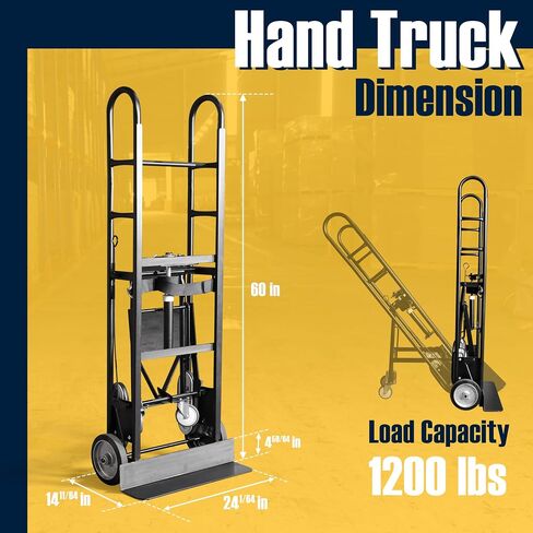 Olympia Tools 1200lbs Appliance Auto-Recoil System Hand Truck - Heavy Duty Hand Cart - Industrial Stair Climbing Furniture Dolly - Dual Aluminum Hand Truck & Rubber Treads Wheels for Stairs Climber in Saudi Arabia