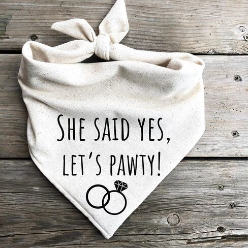 She Said Yes! Let’s Pawty Dog Bandana Engagement Announcement Wedding Party Celebrate pet attite (Large) in Kuwait