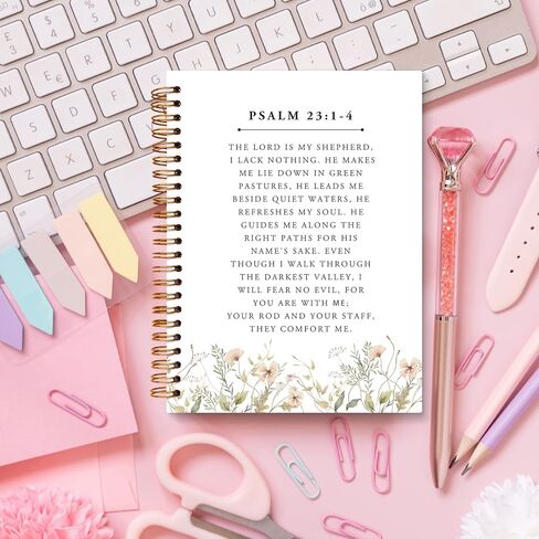 JXREQ Coquette Blue Bow Christian Bible Notebook Journal for Women ، اللوازم المدرسية اللطيفة للكلية دفتر دفتر ، كتب الكتاب المقدس لأخذ الملاحظات ، مجلة ملاحظات الكنيسة ، هدايا الكلية للفتيات ، 5.5 × 8.3 in Kuwait
