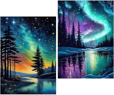 مجموعات فنون Aurora Diamond للبالغين - مجموعات الطلاء الماس للمبتدئين البالغين ، و Kits Craft 5D DIY Round Full Drill Rhinestone Gem Painting for Home Wall Decor in Kuwait