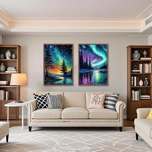 مجموعات فنون Aurora Diamond للبالغين - مجموعات الطلاء الماس للمبتدئين البالغين ، و Kits Craft 5D DIY Round Full Drill Rhinestone Gem Painting for Home Wall Decor in Kuwait