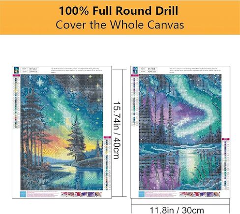 مجموعات فنون Aurora Diamond للبالغين - مجموعات الطلاء الماس للمبتدئين البالغين ، و Kits Craft 5D DIY Round Full Drill Rhinestone Gem Painting for Home Wall Decor in Kuwait