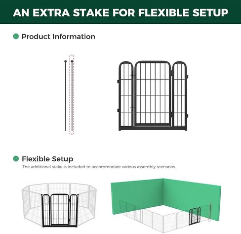 FXW Homeplus Dog Playpen Designed for Indoor Use, 1 Add-on Gate, 24" Height for Puppy and Small Dogs│Patented in Saudi Arabia