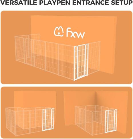 FXW Homeplus Dog Playpen Designed for Indoor Use, 1 Add-on Gate, 24" Height for Puppy and Small Dogs│Patented in Saudi Arabia